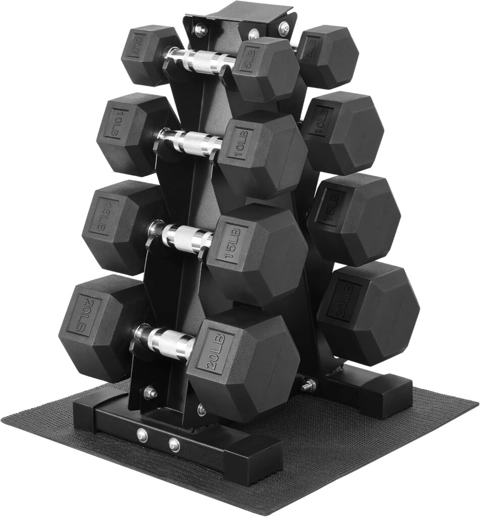 Fitvids Rubber Coated Hex Dumbbell Set